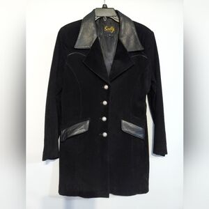 Scully Women's Black Leather Buttoned Blazer Jacket